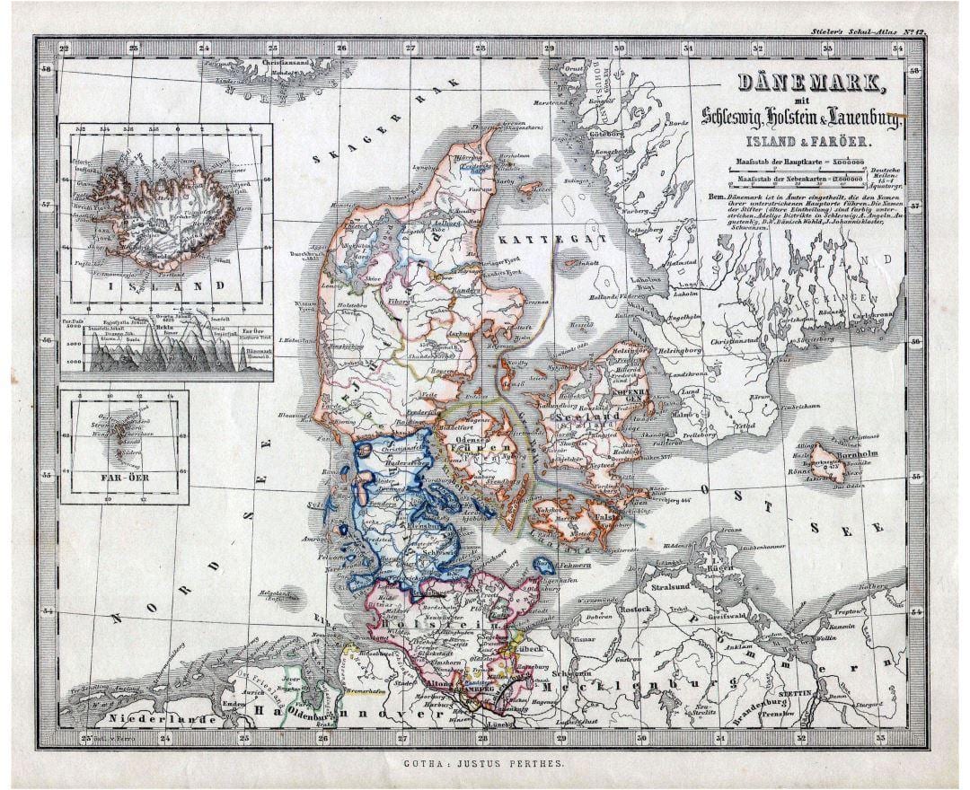 mapa antigo da dinamarca