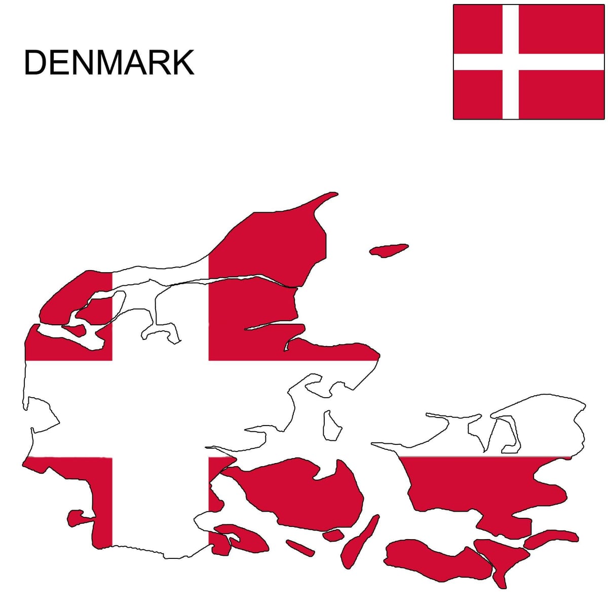 Mapa da dinamarca bandeira 