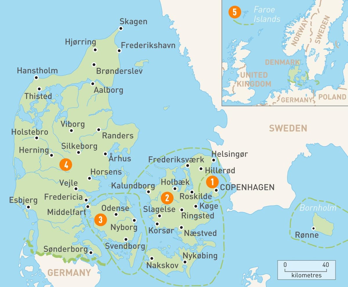 Mapa da dinamarca ilhas