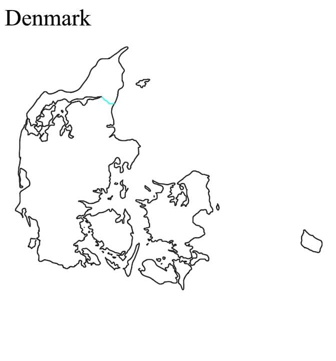 mapa em branco da dinamarca