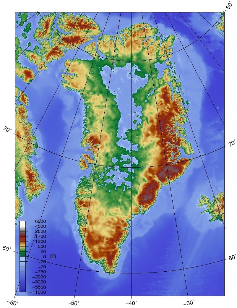 Mapa da dinamarca topográfico