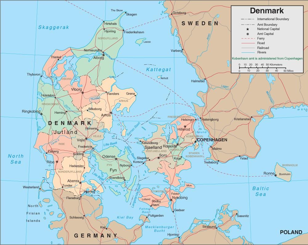 Mapa da dinamarca rio