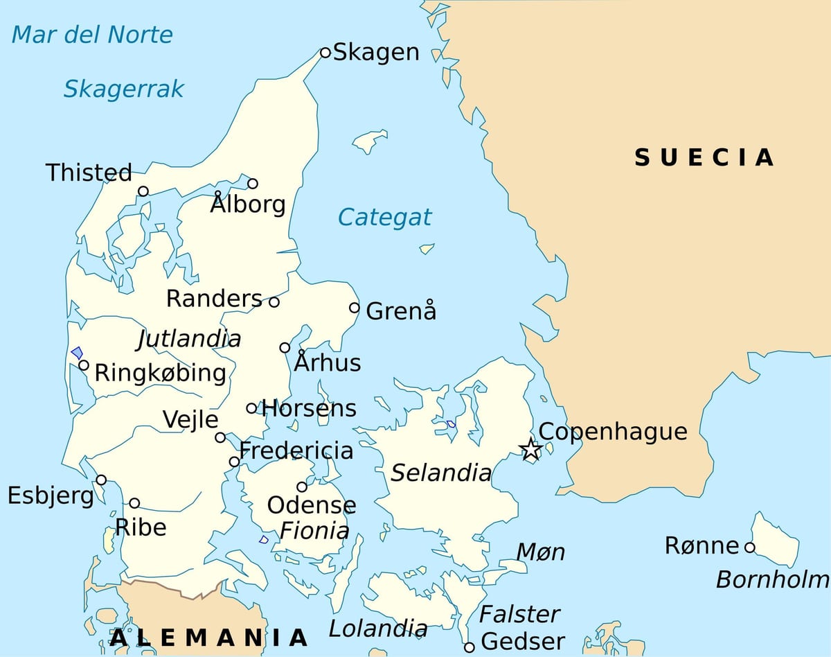 Mapa de fredericia, dinamarca