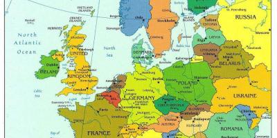 Mapa da europa mostrando dinamarca