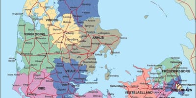 Mapa da dinamarca político 