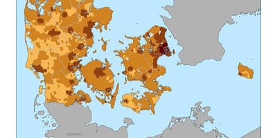 Dinamarca densidade populacional mapa